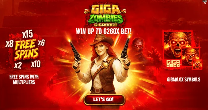 Giga Zombies – hovedmenu med valg af indsats